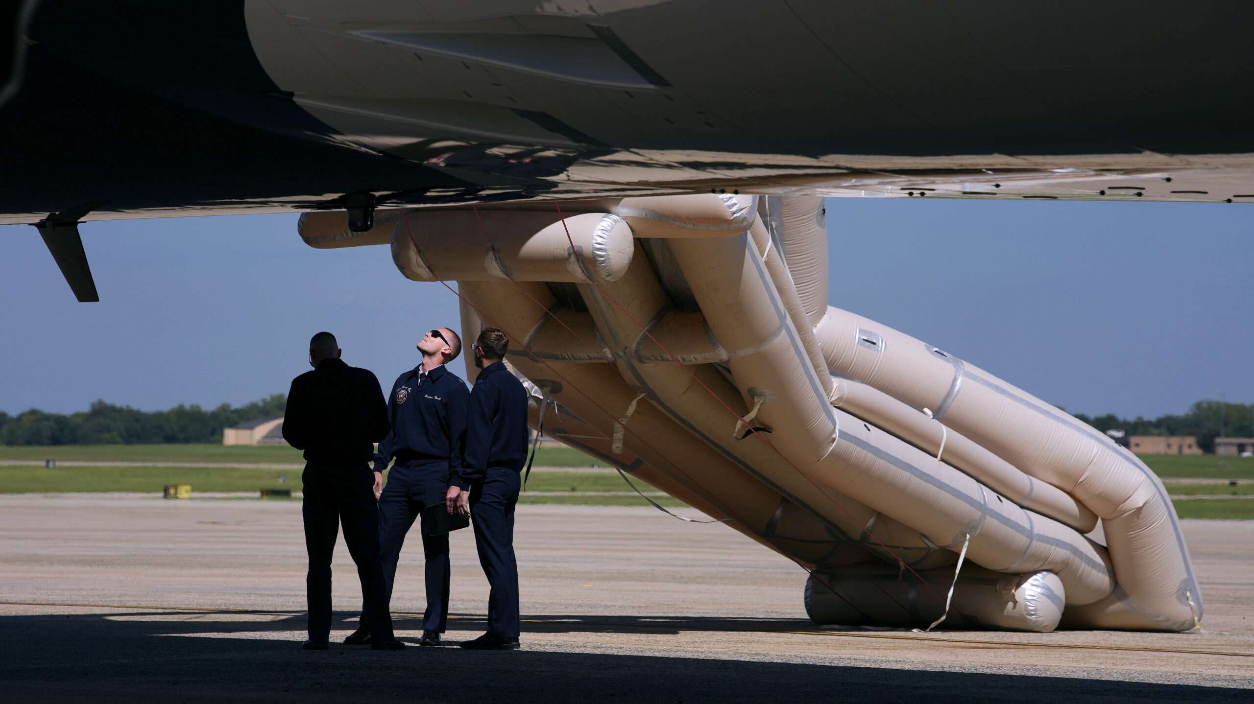 Inflatable slide deploys on Qatari-gifted Air Force One ahead of Trump's Dallas trip